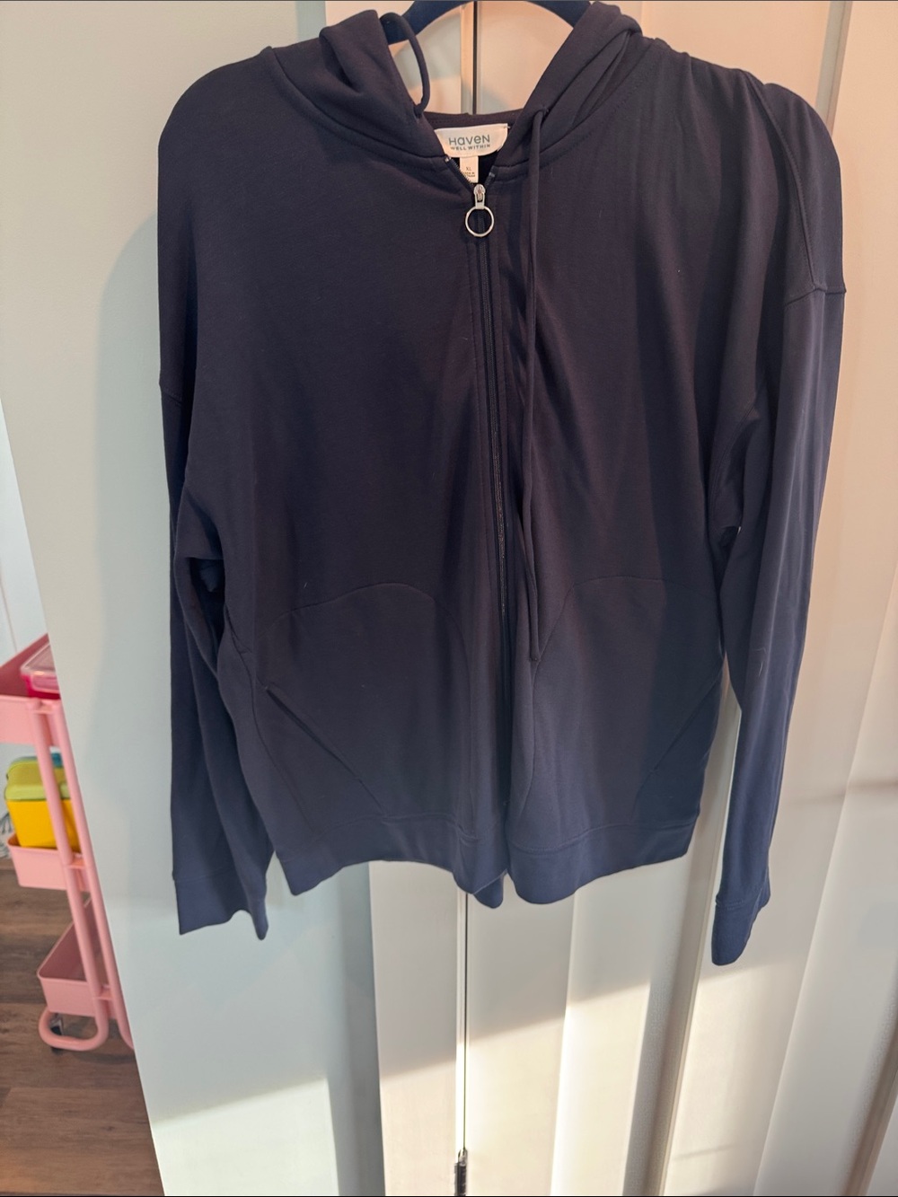 Have Navy Hooded Zip-Front Bomber Jacket